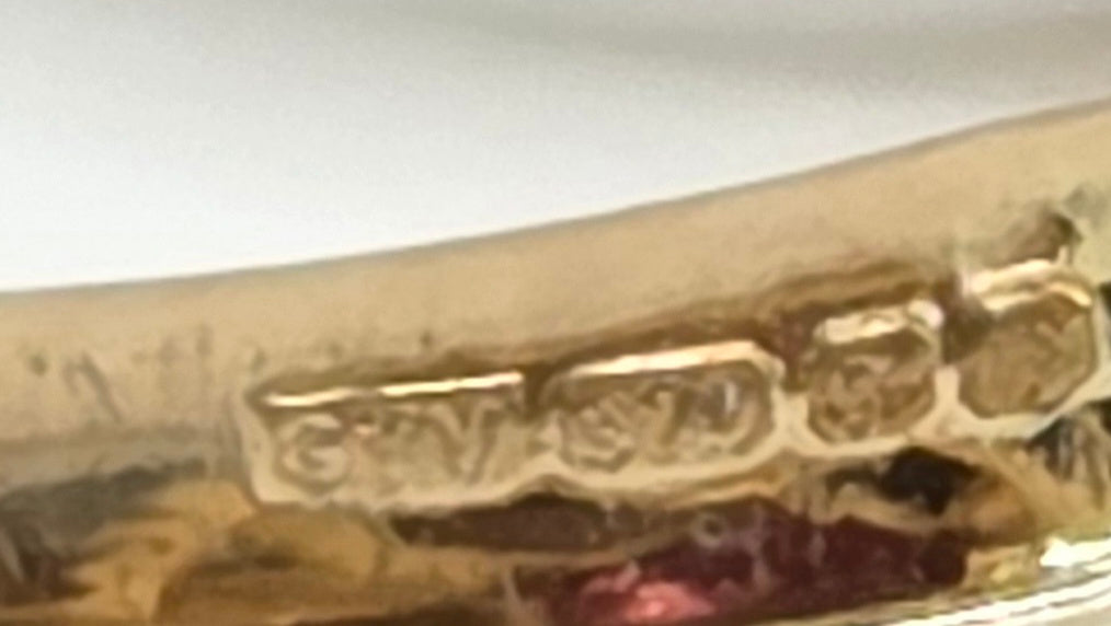 Vintage: 9ct Yellow Gold Rubellite & Diamond Dress Ring