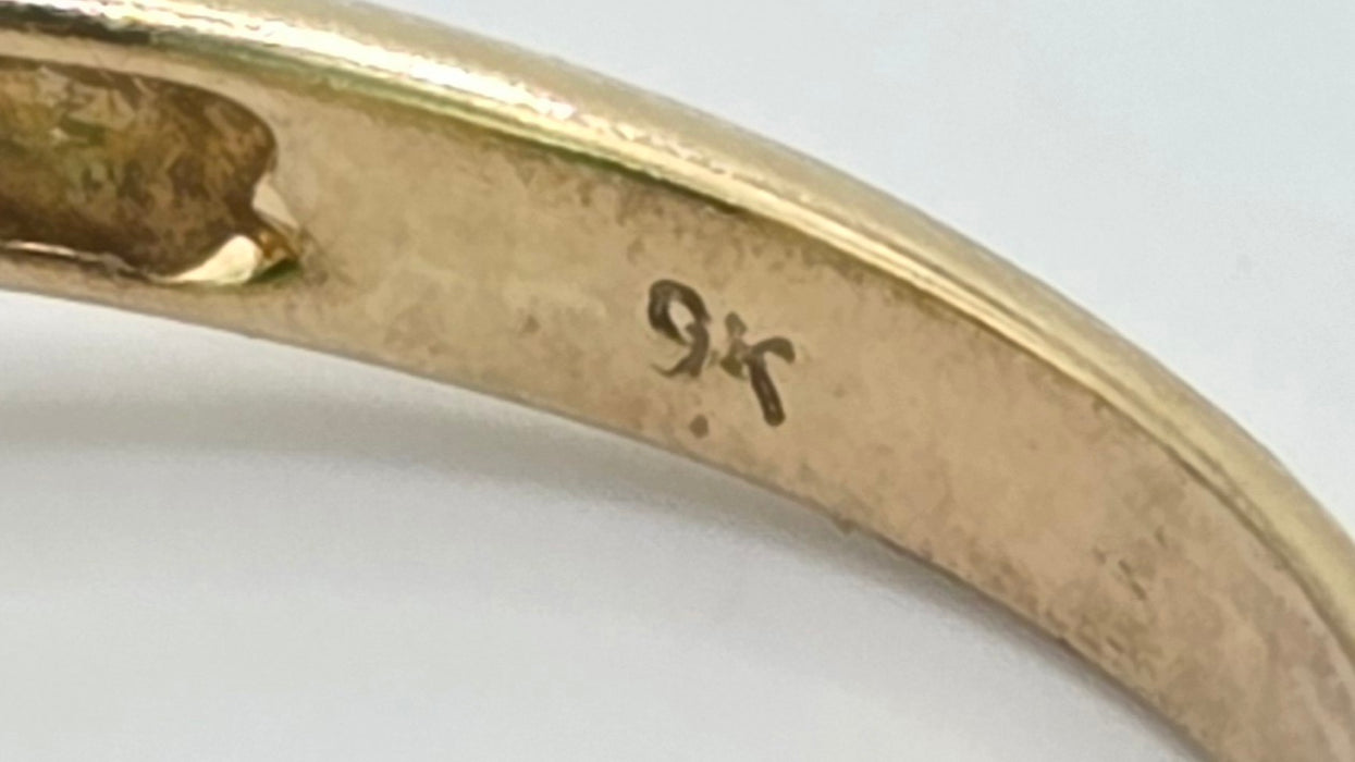 Vintage: 9ct Yellow Gold Green Diopside & Yellow Topaz Dress Ring
