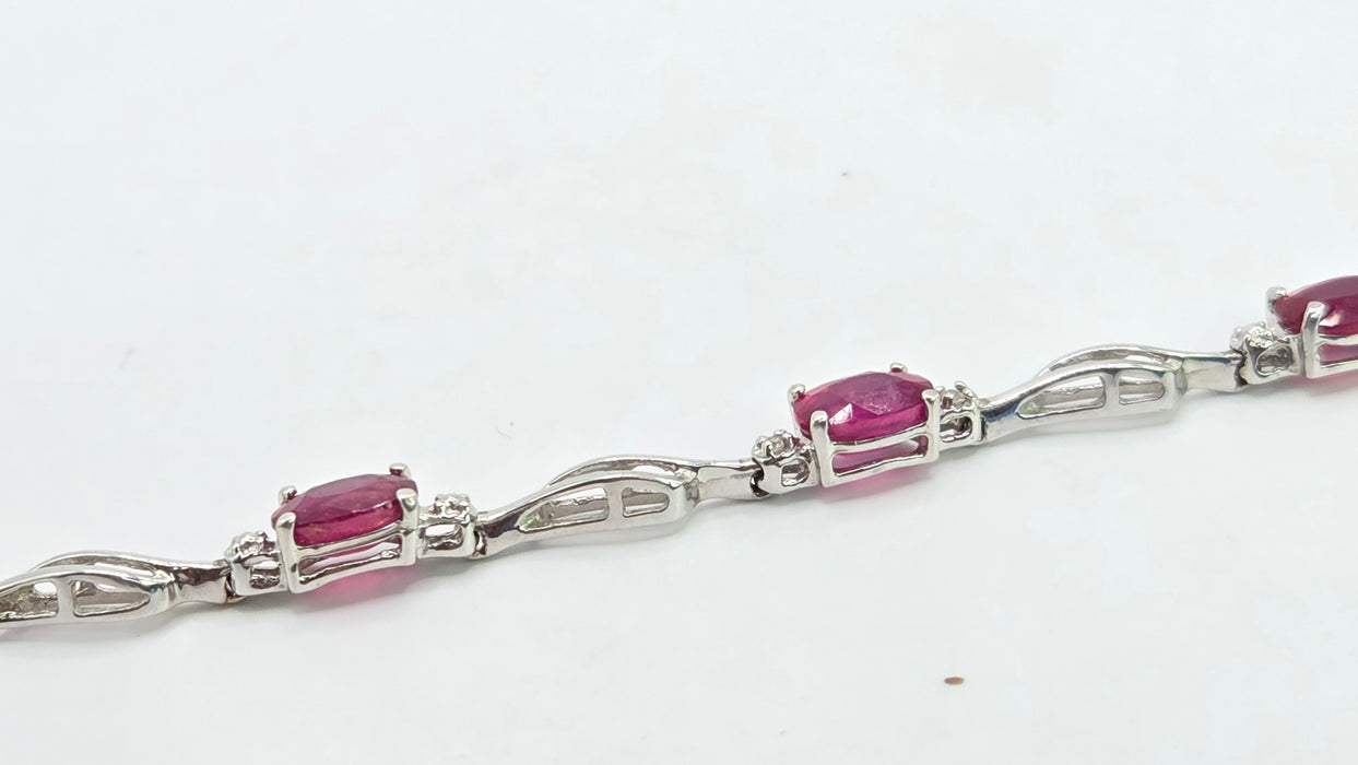 Vintage: 14ct White Gold Ruby & Diamond Bracelet