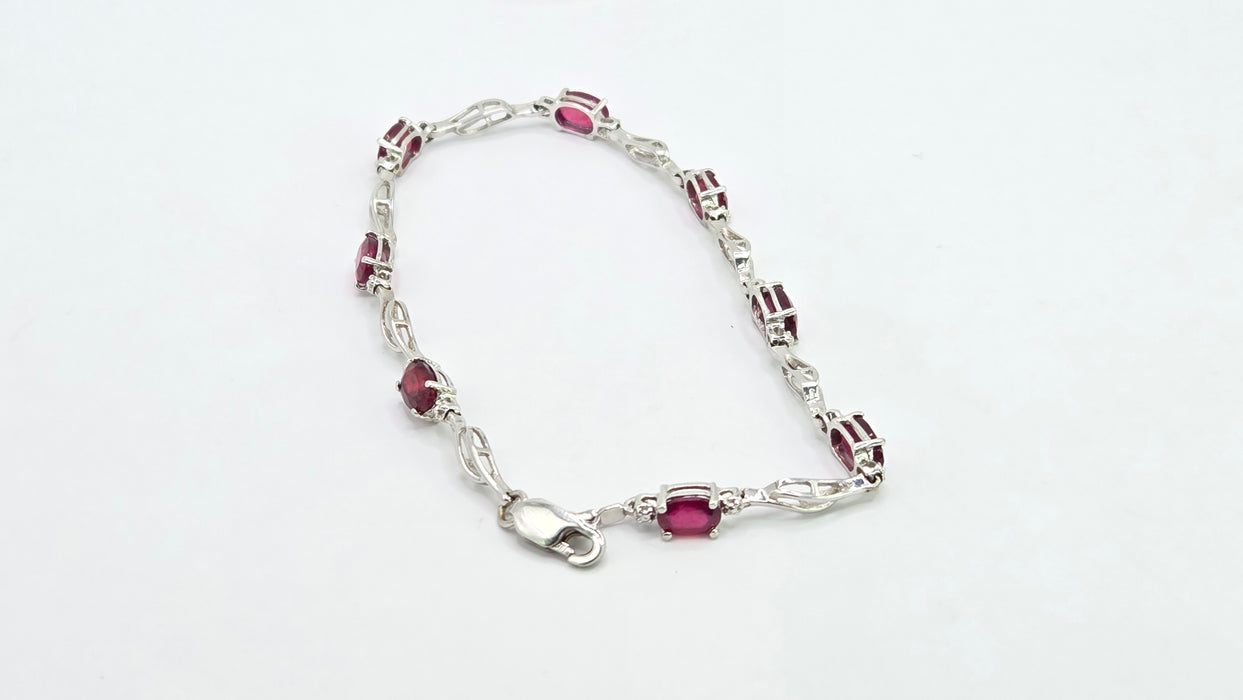 Vintage: 14ct White Gold Ruby & Diamond Bracelet