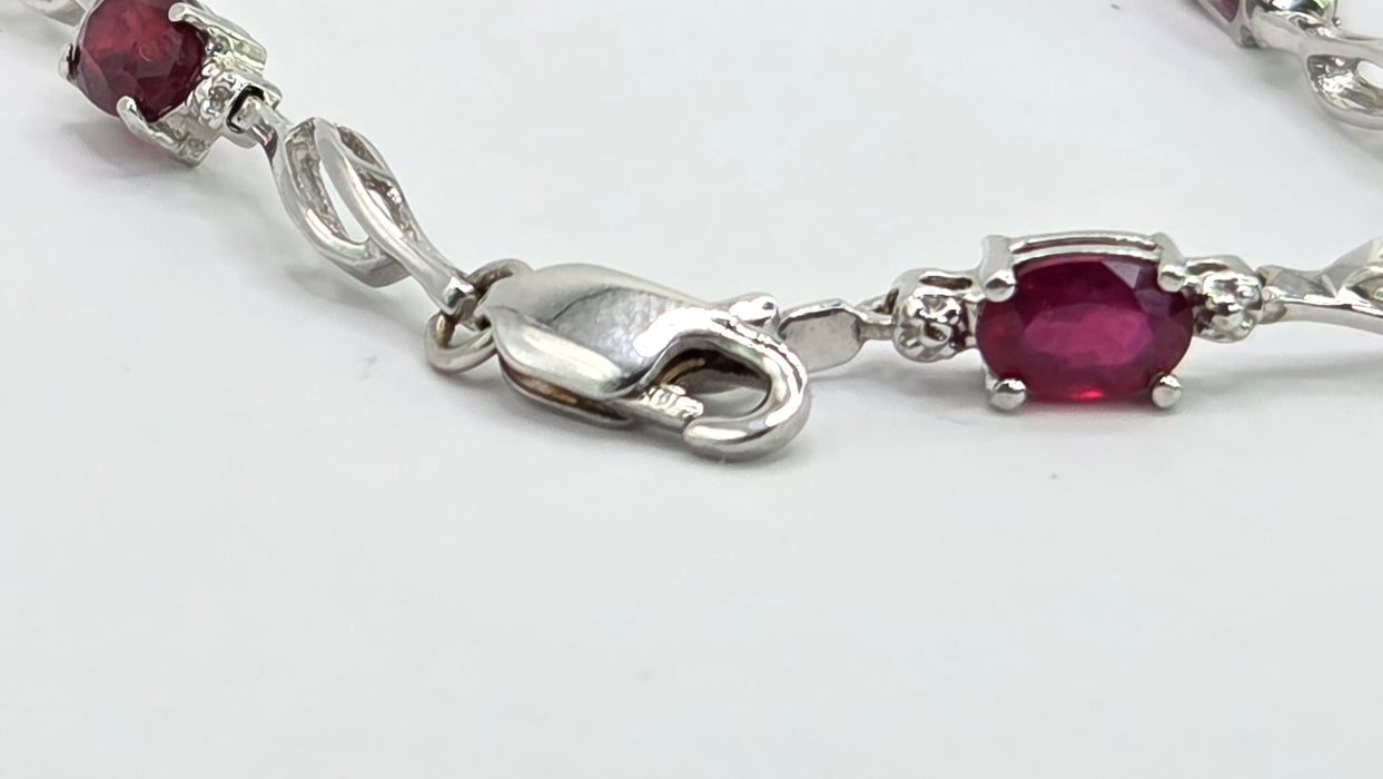 Vintage: 14ct White Gold Ruby & Diamond Bracelet
