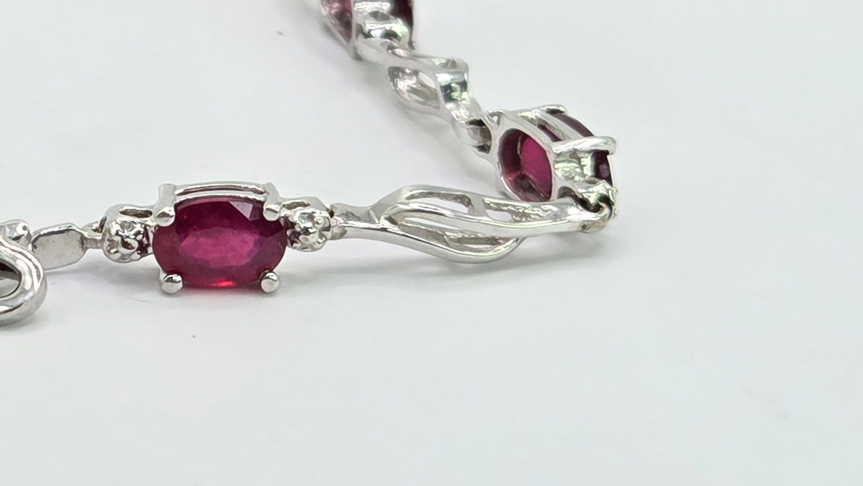 Vintage: 14ct White Gold Ruby & Diamond Bracelet