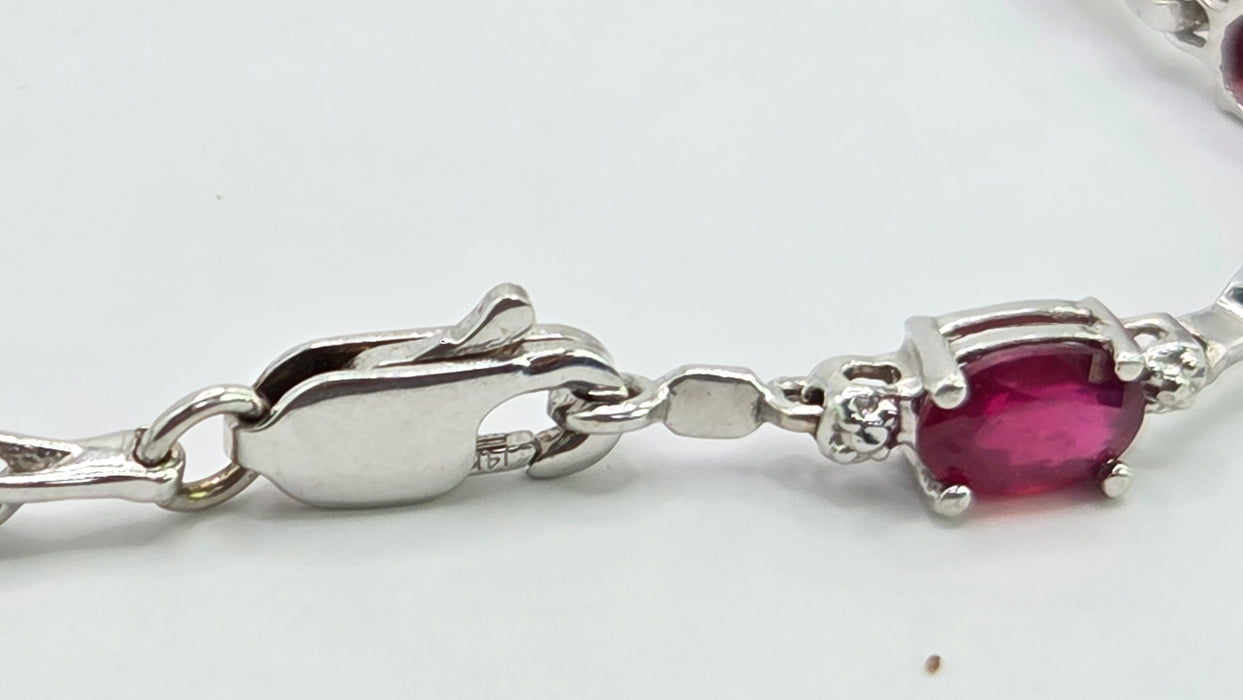 Vintage: 14ct White Gold Ruby & Diamond Bracelet