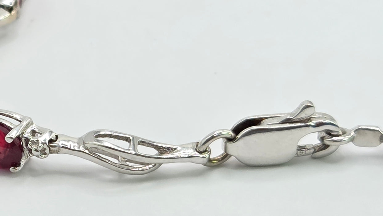 Vintage: 14ct White Gold Ruby & Diamond Bracelet