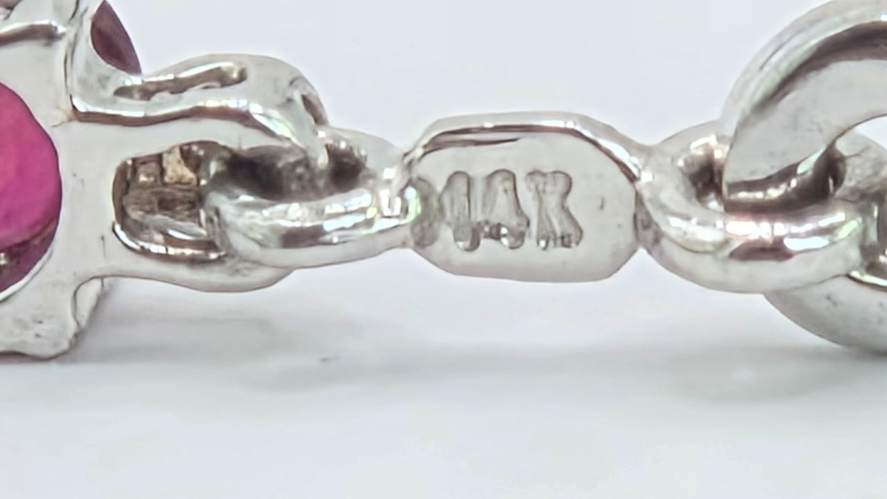 Vintage: 14ct White Gold Ruby & Diamond Bracelet