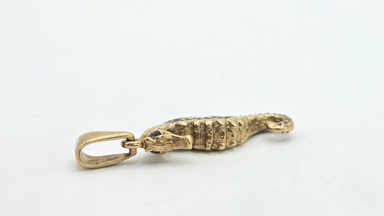 Vintage: 9ct Yellow Gold Seahorse Pendant & Chain