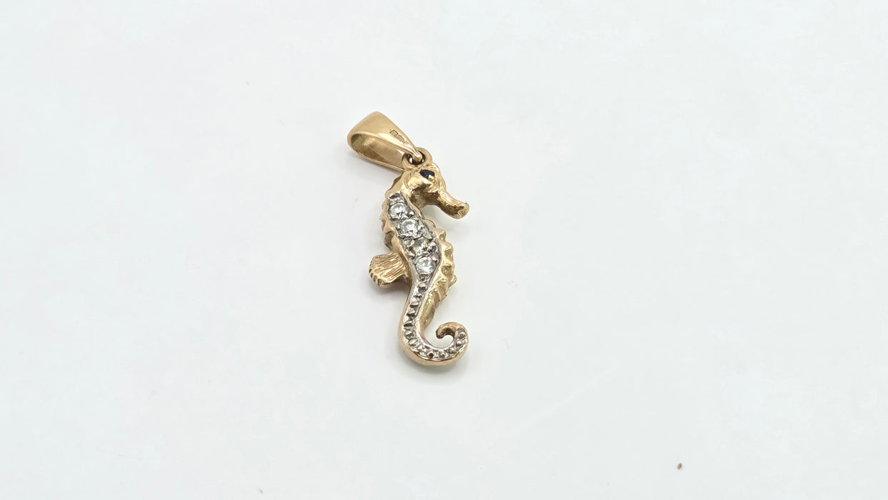 Vintage: 9ct Yellow Gold Seahorse Pendant & Chain