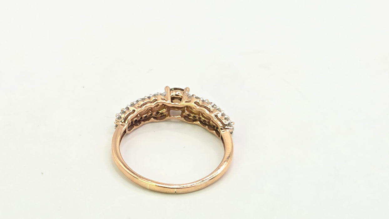 Vintage: 9ct Rose Gold Champagne & White Diamond Ring