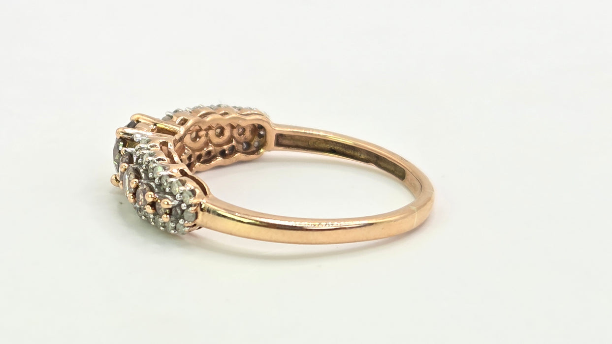 Vintage: 9ct Rose Gold Champagne & White Diamond Ring