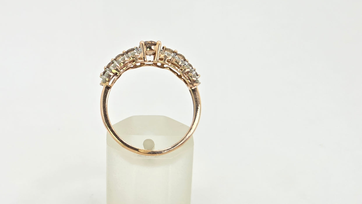 Vintage: 9ct Rose Gold Champagne & White Diamond Ring