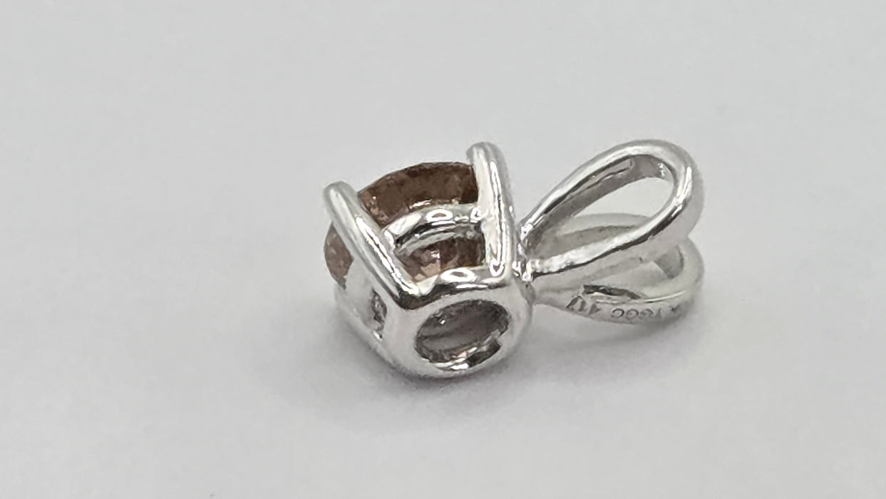 Vintage: 9ct White Gold Champagne Diamond Solitaire Pendant