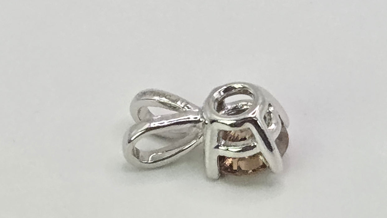 Vintage: 9ct White Gold Champagne Diamond Solitaire Pendant