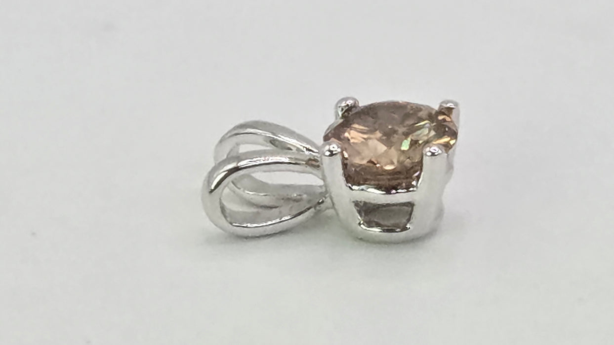Vintage: 9ct White Gold Champagne Diamond Solitaire Pendant