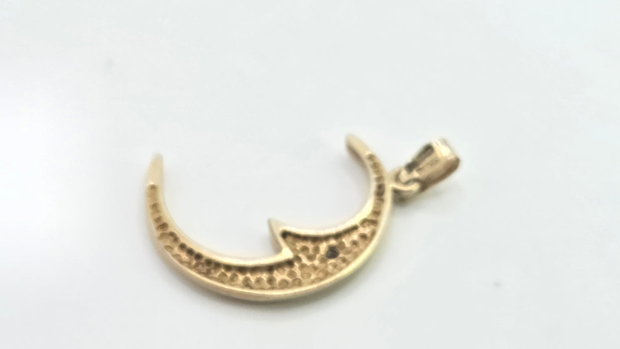 Vintage: 9ct Yellow Gold Man in the Moon Crescent Pendant — From 1993