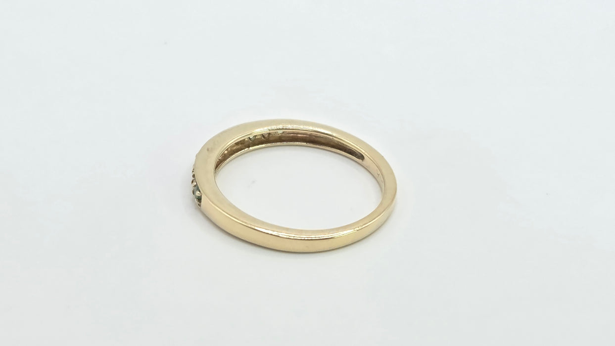 Vintage: 9ct Yellow Gold Emerald & Diamond Half Eternity Stacker Ring