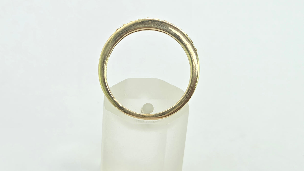 Vintage: 9ct Yellow Gold Emerald & Diamond Half Eternity Stacker Ring