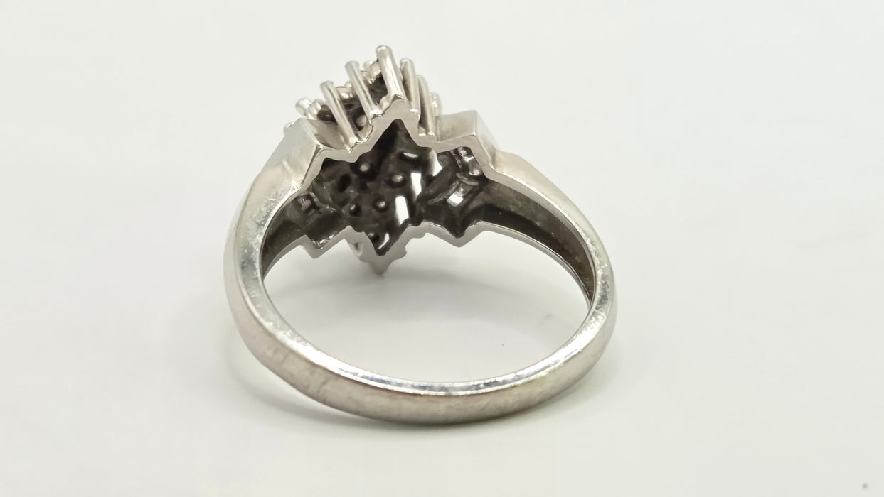 Vintage: 9ct White Gold Diamond Lozenge Cluster Ring