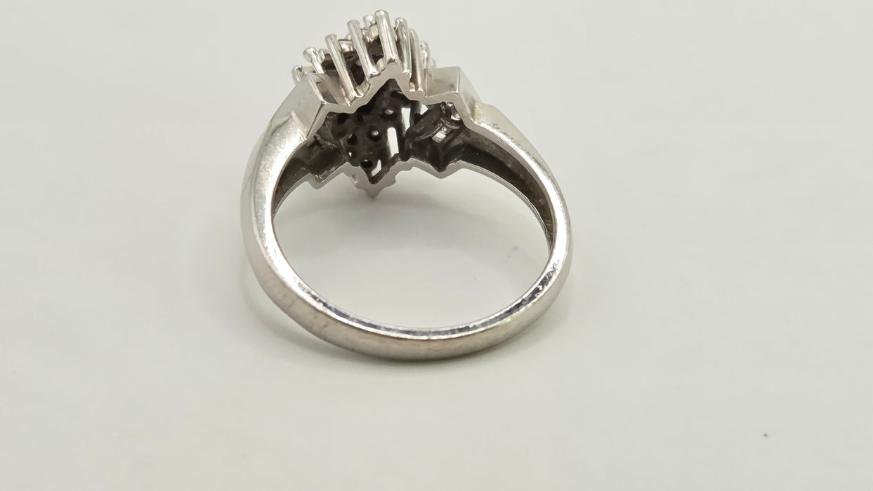 Vintage: 9ct White Gold Diamond Lozenge Cluster Ring