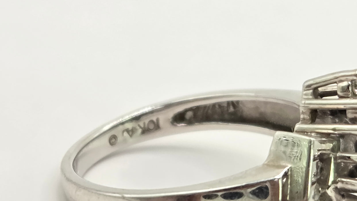 Vintage: 9ct White Gold Diamond Lozenge Cluster Ring