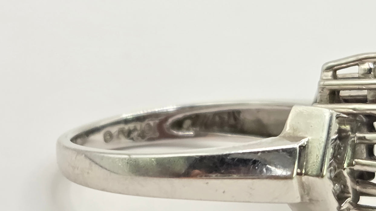 Vintage: 9ct White Gold Diamond Lozenge Cluster Ring