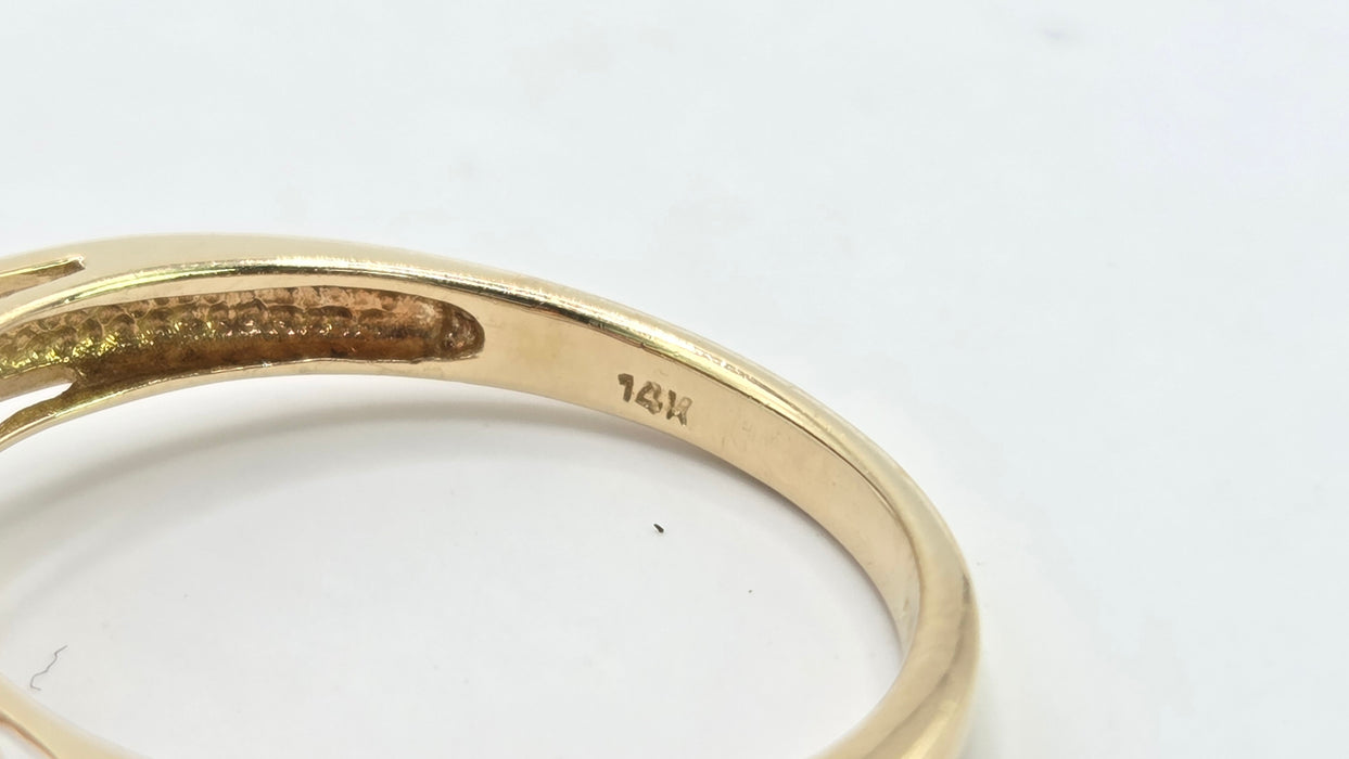 Vintage: 14ct Yellow Gold Rubellite & Diamond Dress Ring