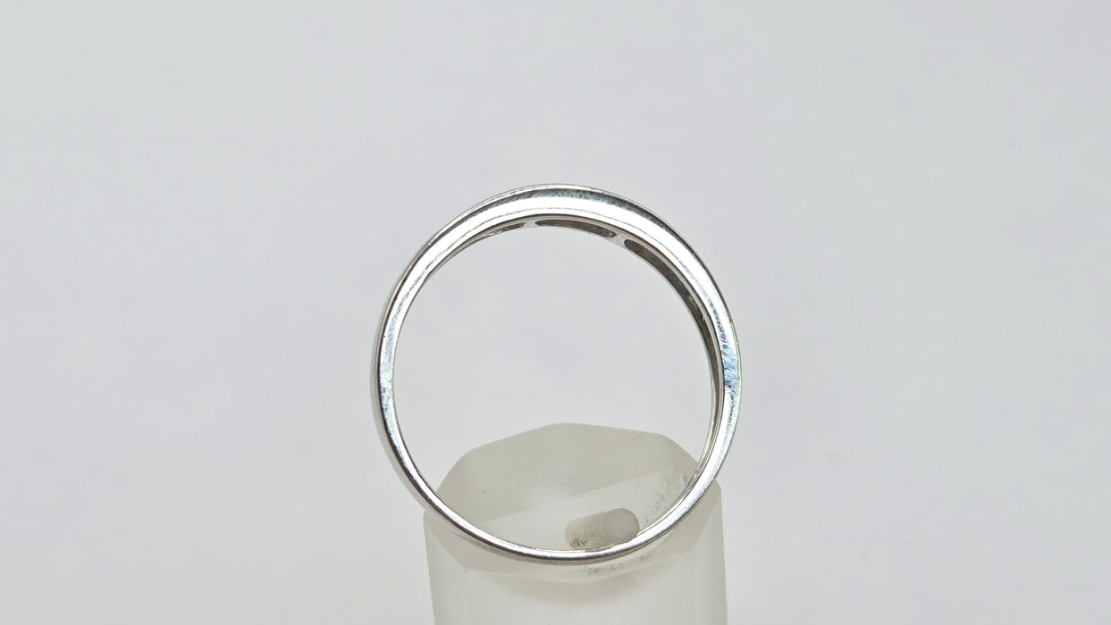 Vintage: 9ct White Gold Blue Topaz Channel Set Half Eternity Ring