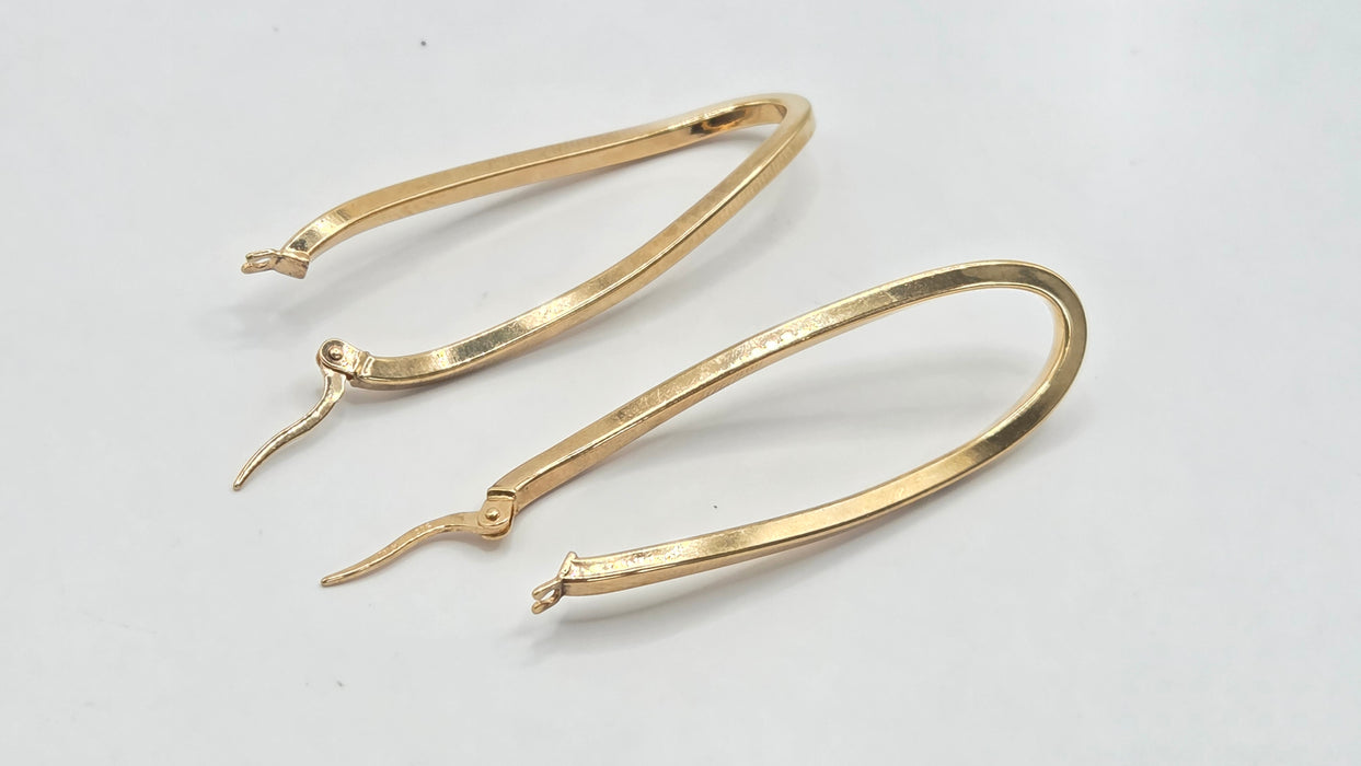 Vintage: 9ct Yellow Gold Twist Drop Hoop Earrings