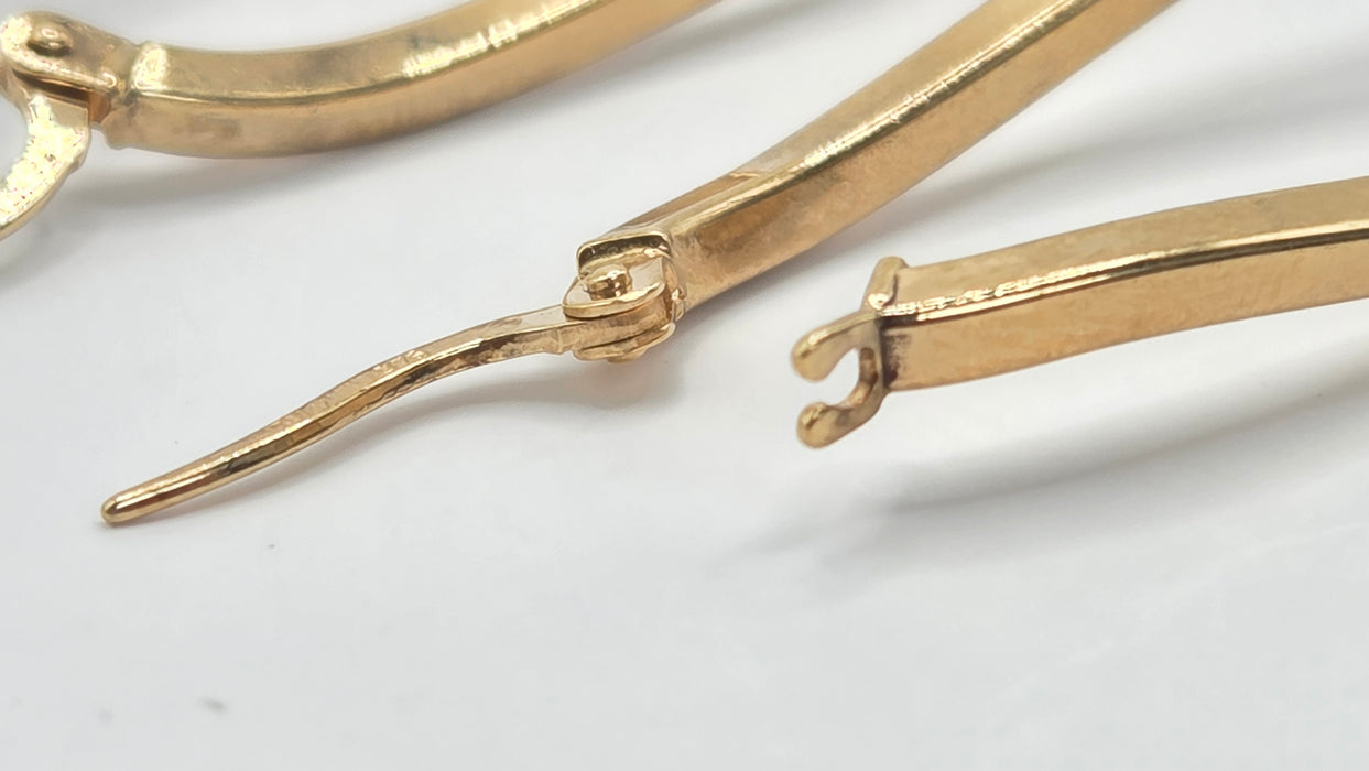 Vintage: 9ct Yellow Gold Twist Drop Hoop Earrings