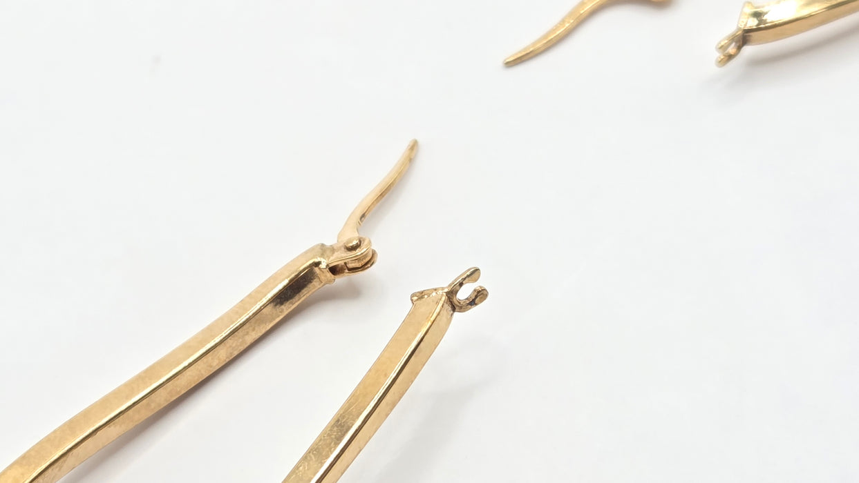 Vintage: 9ct Yellow Gold Twist Drop Hoop Earrings