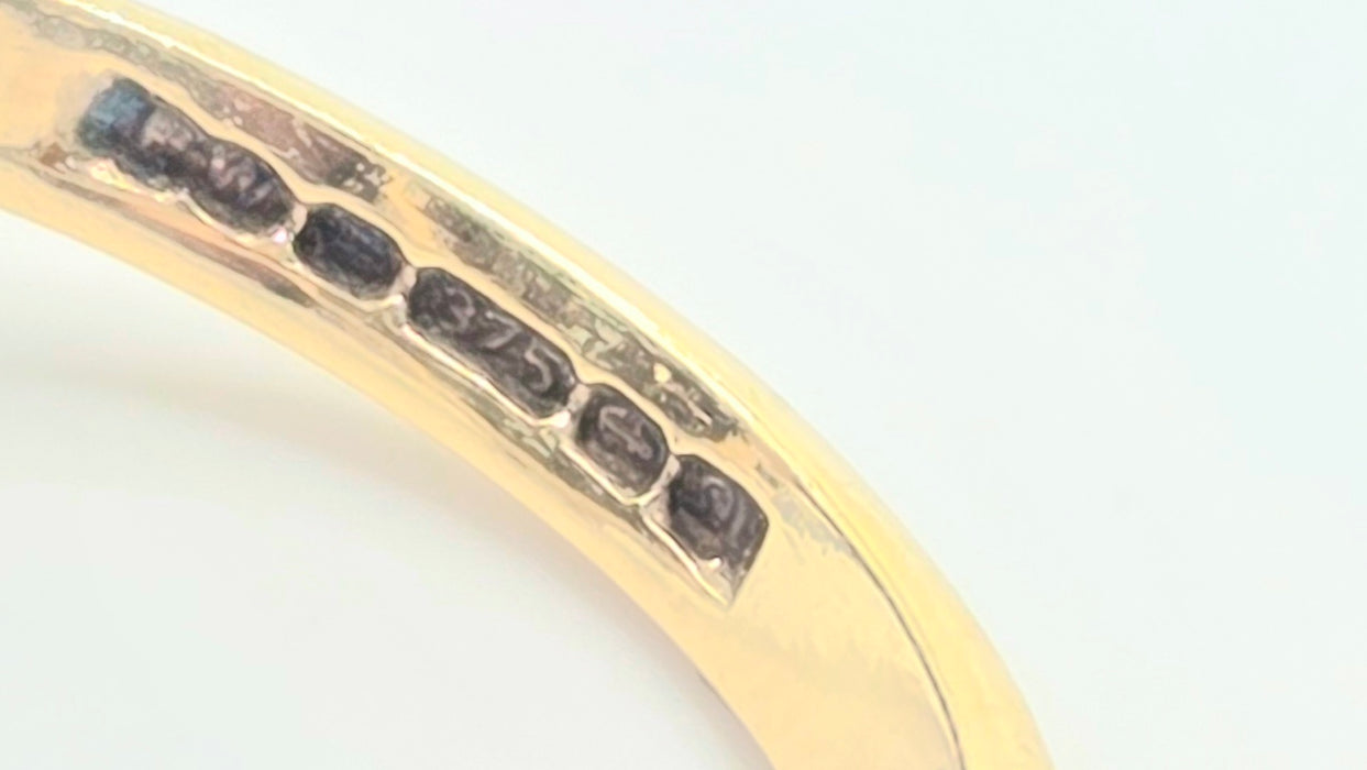 Vintage: 9ct Yellow Gold Sapphire & Diamond Floral Spray Cluster Ring