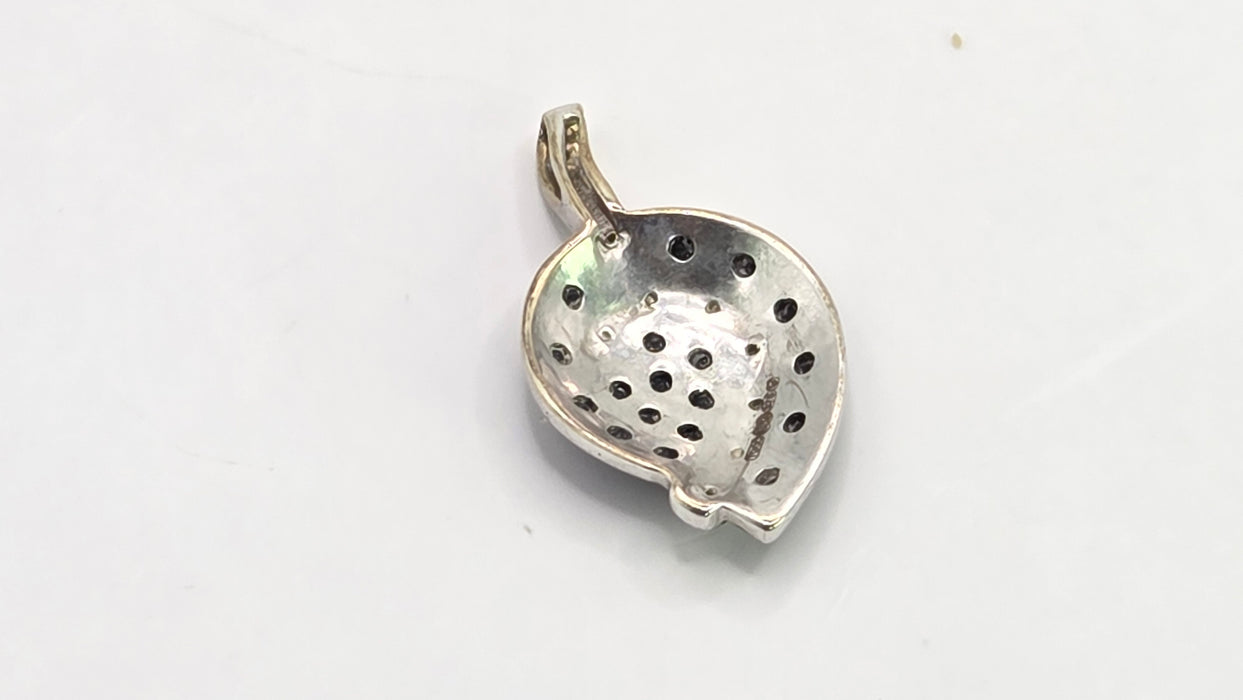 Vintage: 9ct White Gold Black & White Diamond Pavé Heart Pendant
