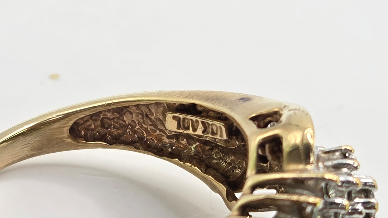 Vintage: 9ct Yellow Gold Diamond Cascade Cluster Ring