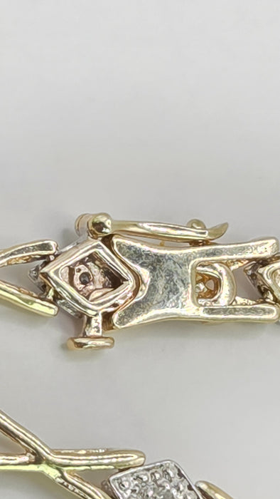 Vintage: 9ct Yellow Gold Diamond XO Link Bracelet