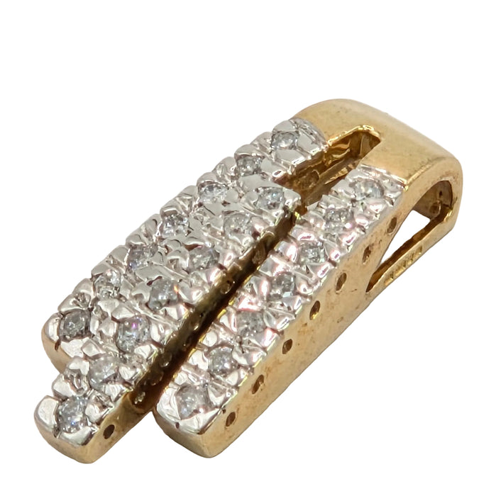 Vintage: 9ct Yellow Gold Three Row Diamond Bar Pendant