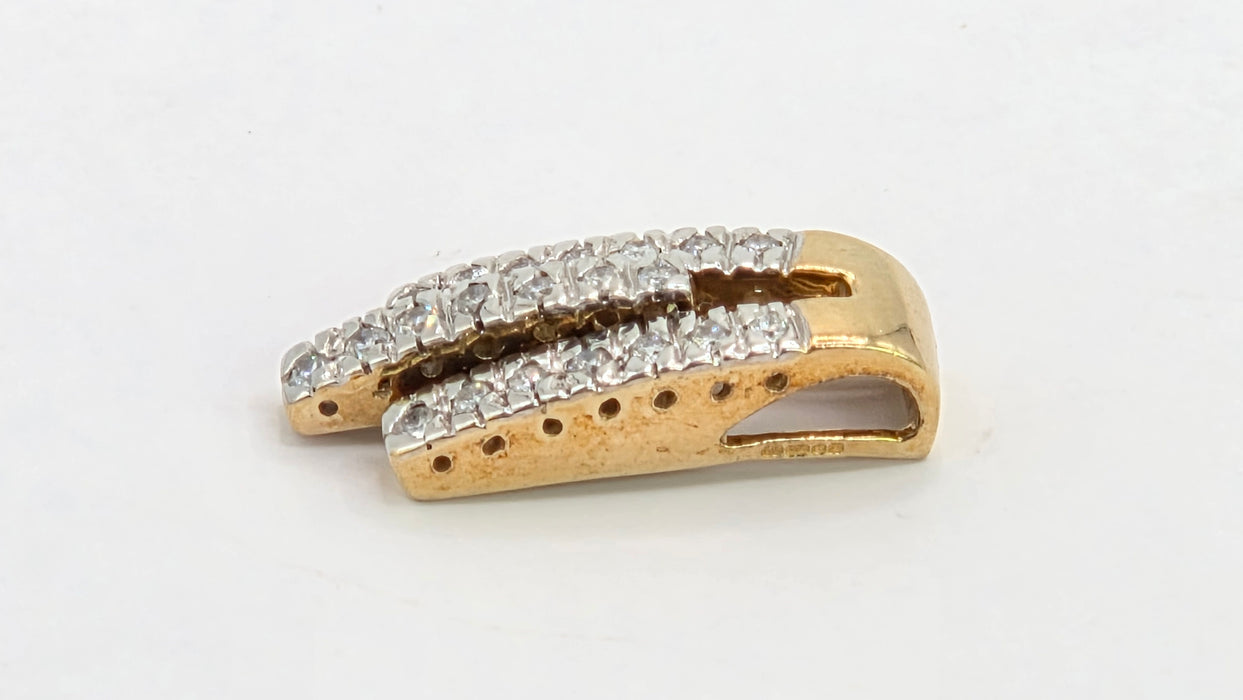 Vintage: 9ct Yellow Gold Three Row Diamond Bar Pendant