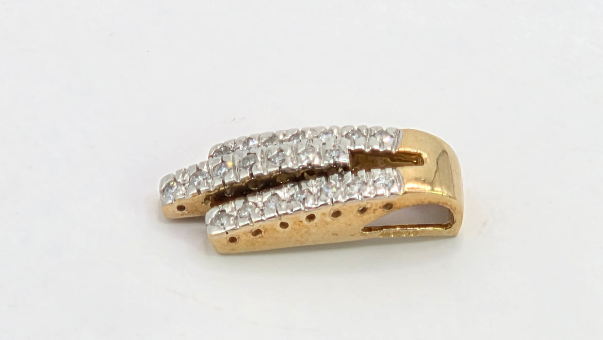 Vintage: 9ct Yellow Gold Three Row Diamond Bar Pendant