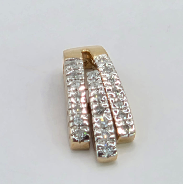Vintage: 9ct Yellow Gold Three Row Diamond Bar Pendant