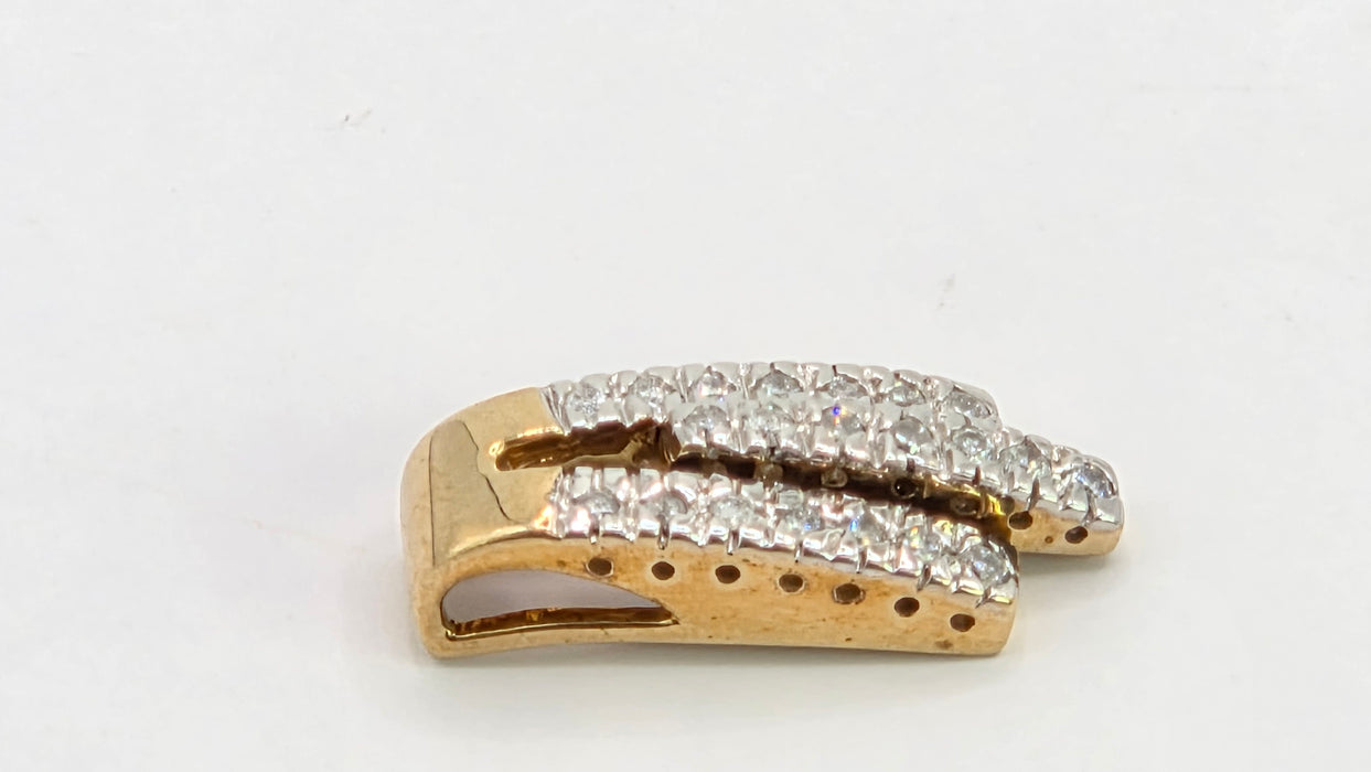 Vintage: 9ct Yellow Gold Three Row Diamond Bar Pendant