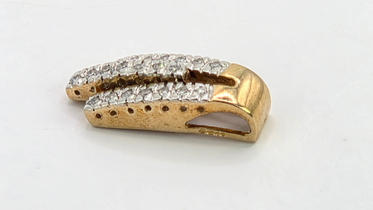 Vintage: 9ct Yellow Gold Three Row Diamond Bar Pendant