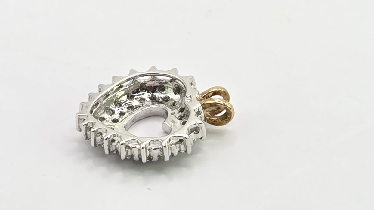 Vintage: 9ct Yellow & White Gold Diamond Heart Pendant