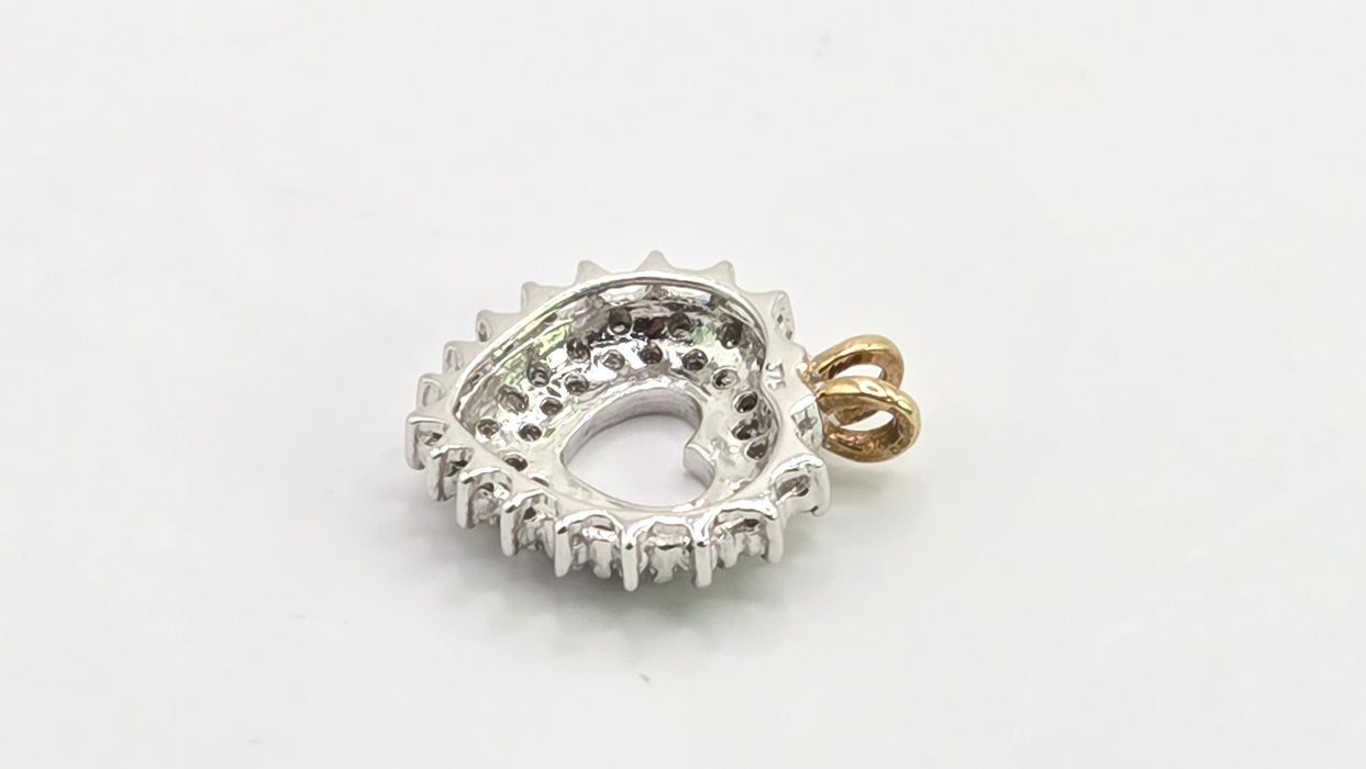 Vintage: 9ct Yellow & White Gold Diamond Heart Pendant