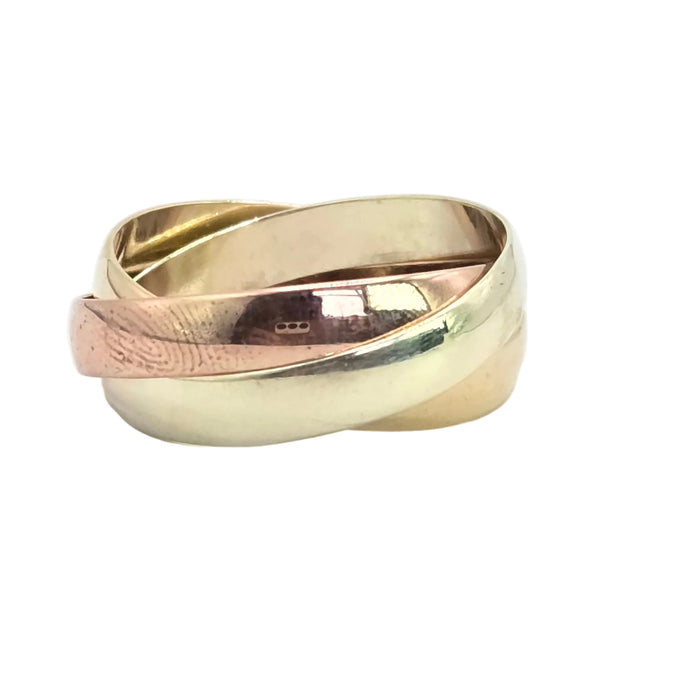 Vintage: 9ct Yellow, White & Rose Gold Russian Wedding Ring — From 1993