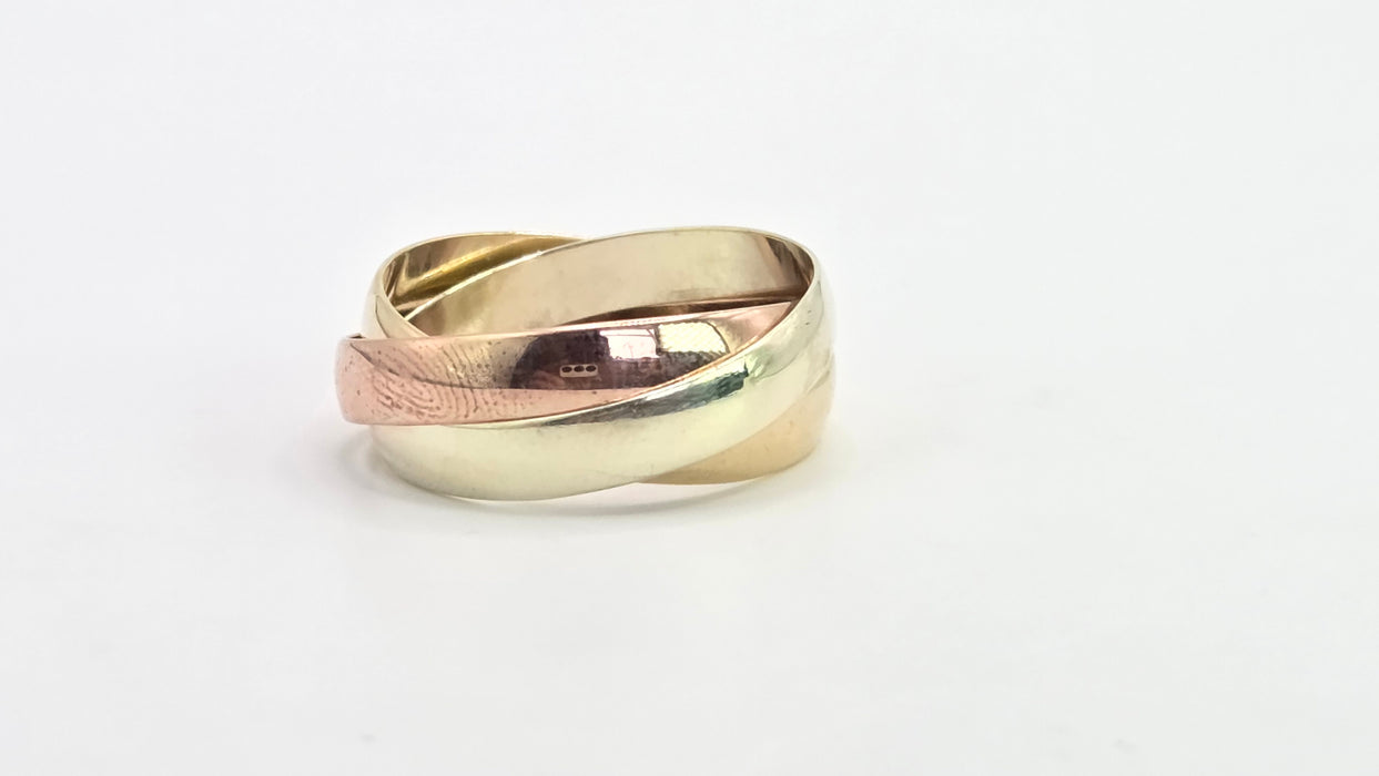 Vintage: 9ct Yellow, White & Rose Gold Russian Wedding Ring — From 1993