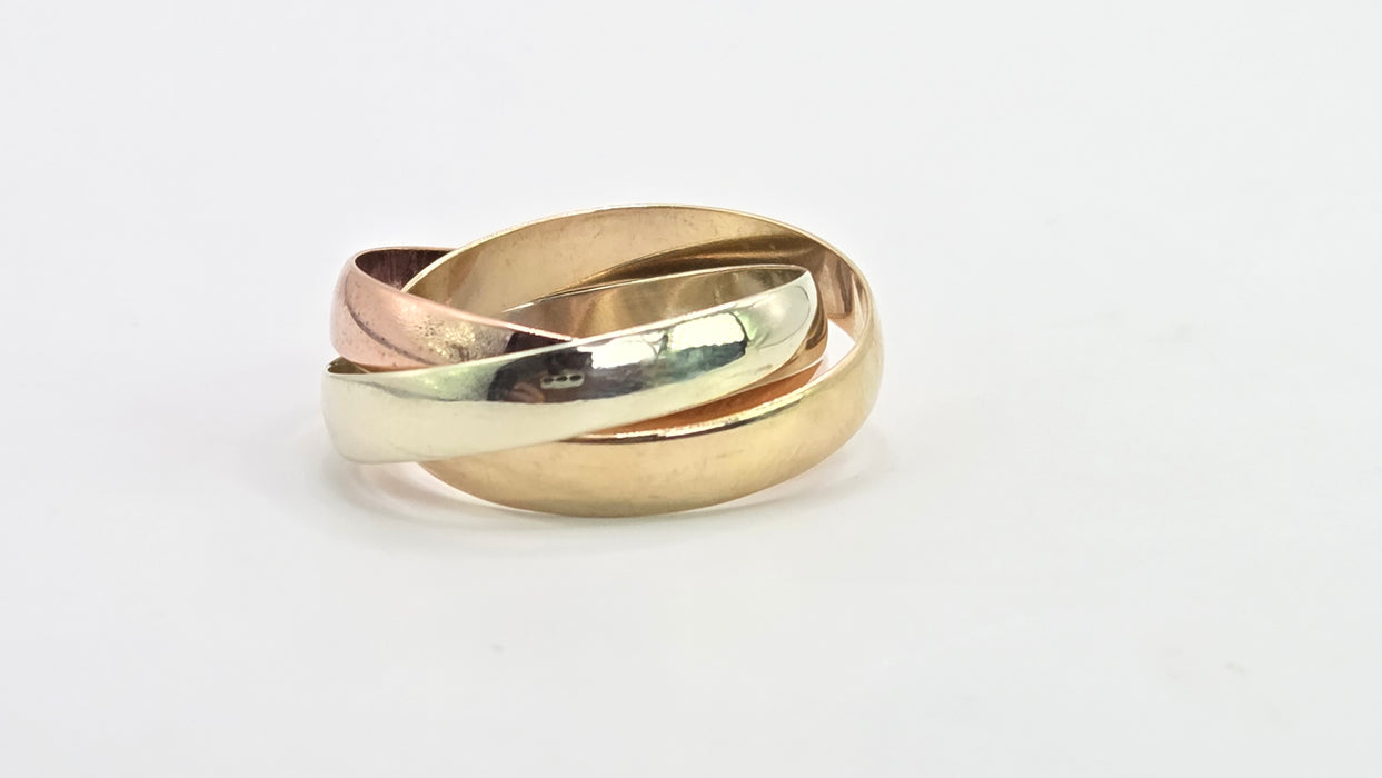 Vintage: 9ct Yellow, White & Rose Gold Russian Wedding Ring — From 1993