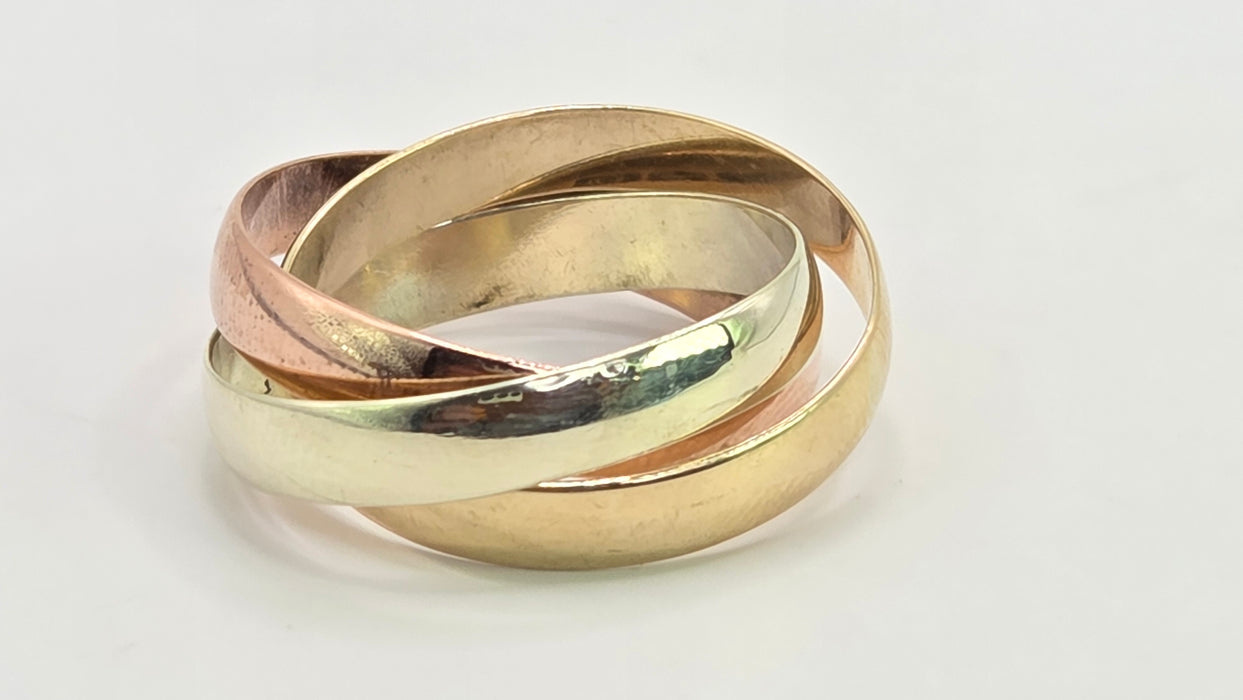 Vintage: 9ct Yellow, White & Rose Gold Russian Wedding Ring — From 1993