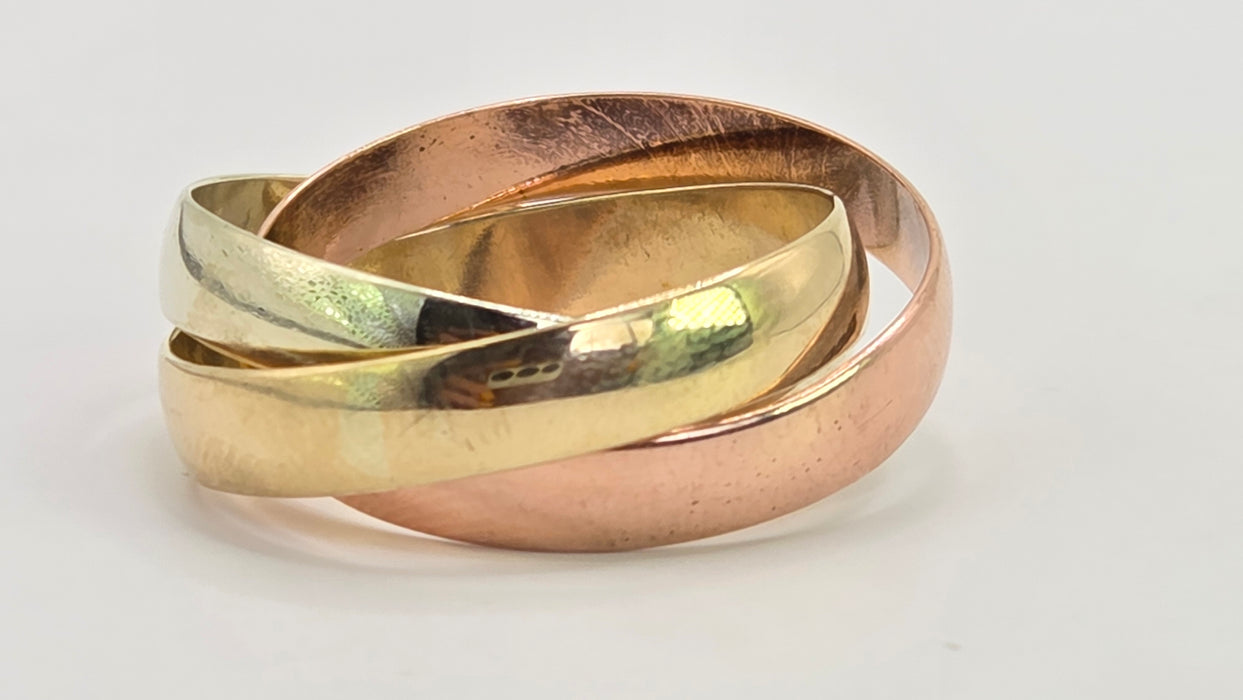 Vintage: 9ct Yellow, White & Rose Gold Russian Wedding Ring — From 1993