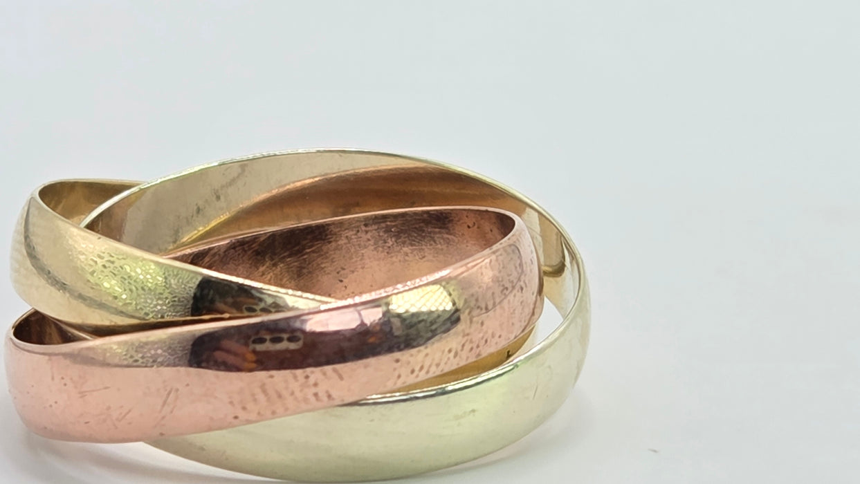 Vintage: 9ct Yellow, White & Rose Gold Russian Wedding Ring — From 1993