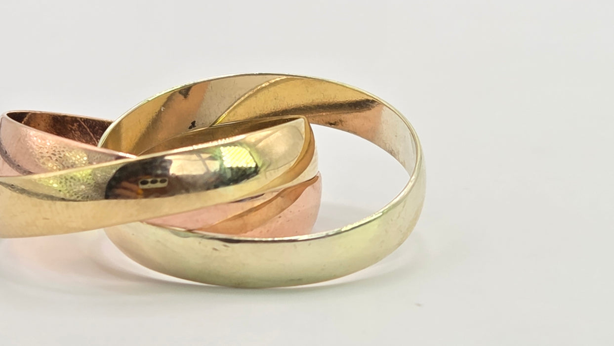 Vintage: 9ct Yellow, White & Rose Gold Russian Wedding Ring — From 1993