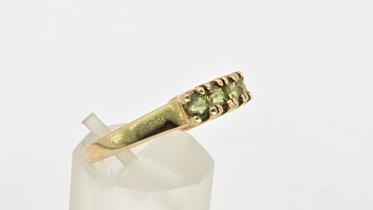 Vintage: 9ct Yellow Gold Green Sapphire Half-Eternity Stacker Ring