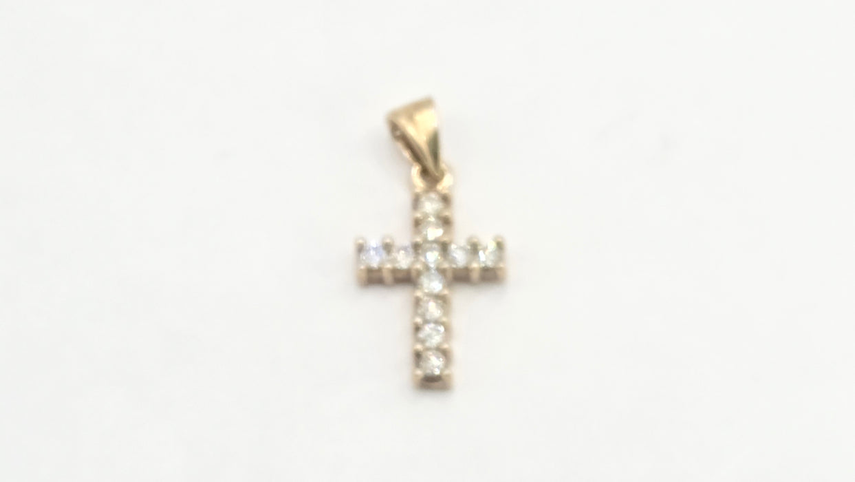 Vintage: 9ct Yellow Gold Diamond Cross Pendant